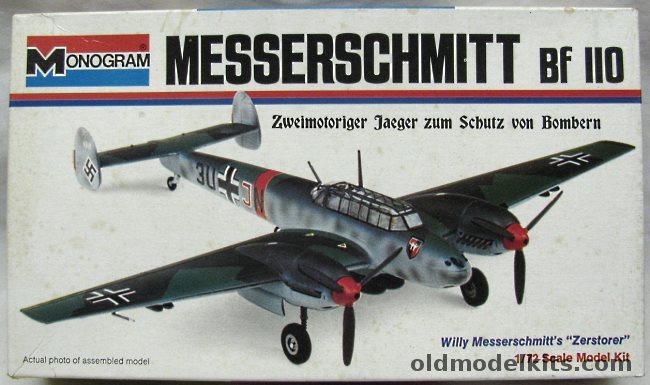 Monogram 1/72 Messerschmitt Bf-110 E-1 With Microscale Decals 72-264 - White Box Issue (Bf110E1, 6812 plastic model kit